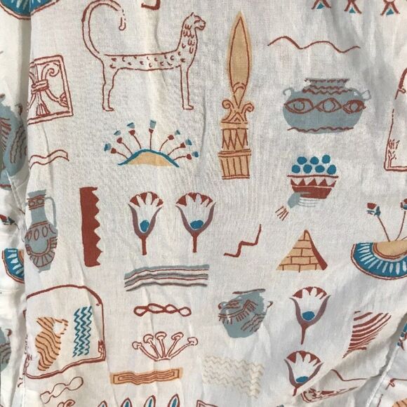 Anthropologie Womens SMALL Danielle Kroll Brooklynite Top Printed Aztec Art - Picture 9 of 9